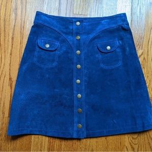 Anthropologie Button -Front Suede Mini Skirt US Size 2- fits a 4